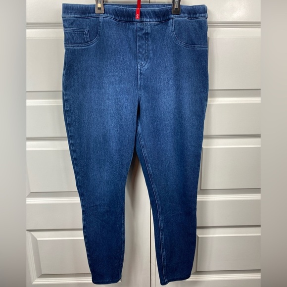 Spanx Jeans Womens Blue Jeanish Ankle Legging Jegging Shaping Pull On 1X / 1T - Picture 1 of 7